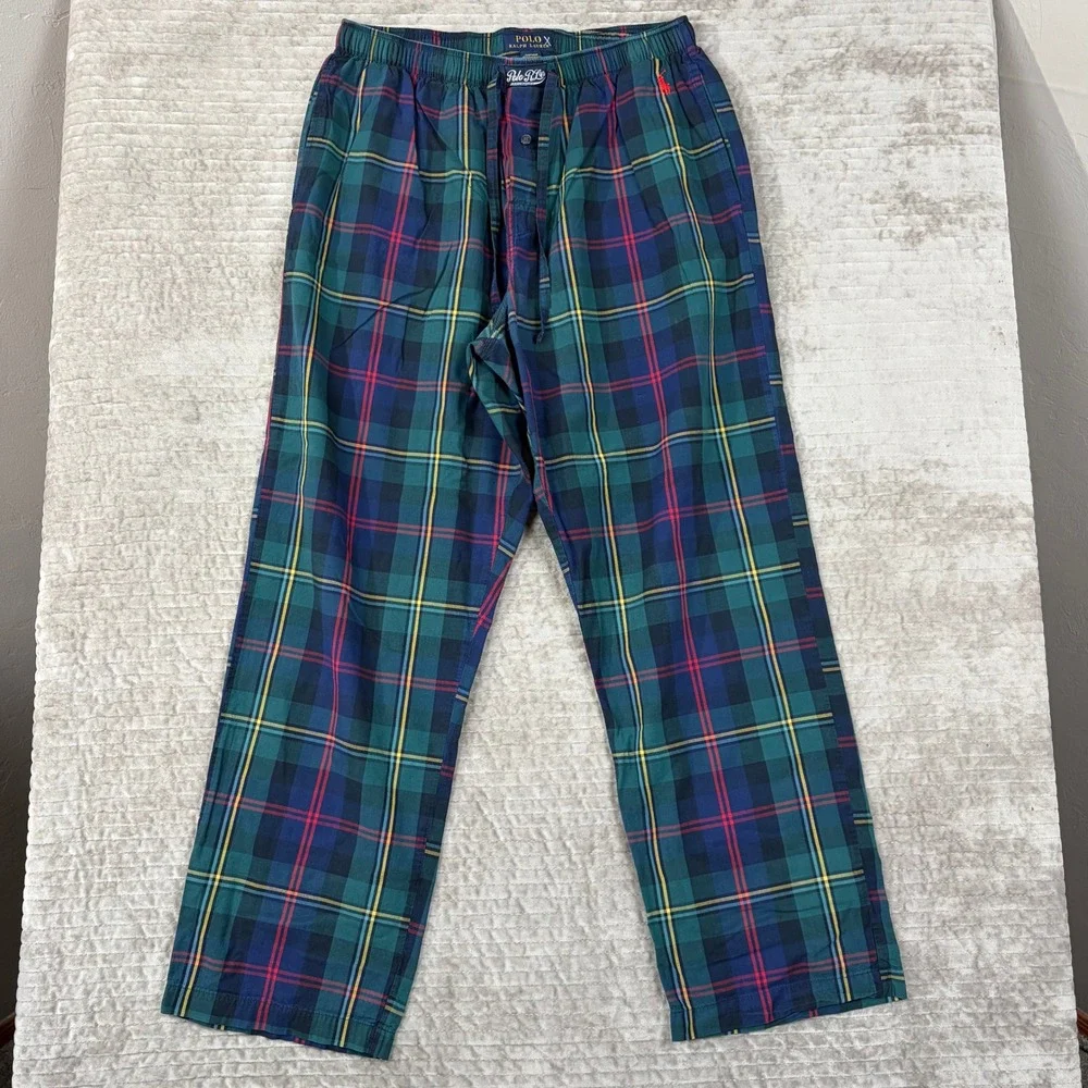 Polo Ralph Lauren Mens Plaid Pajama Pants Green Blue‎ Red Cotton Sleep XL P501RL